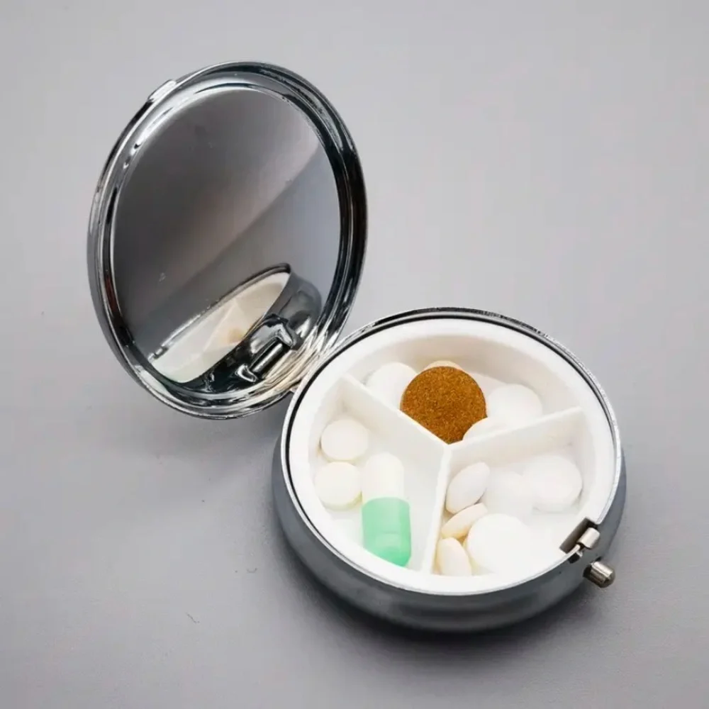 NIB Compact 3-Compartment Metal Pill Case with Black Cat Design - Picture 13 of 13